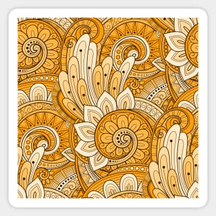 Doodle Pattern with Abstract Floral Motifs Sticker